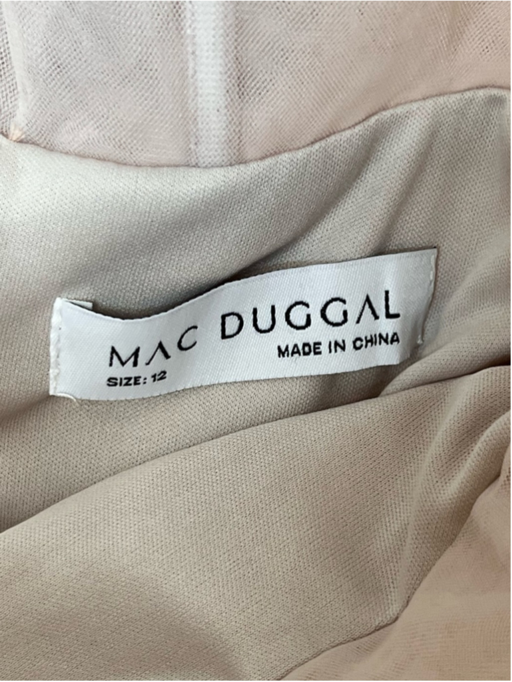 NWT Mac Duggal Strapless Feather-Trim Tiered Tulle Gown - Blush #20572 Size 12 - Picture 8 of 8